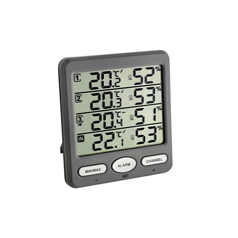 TFA-Dostmann radio-thermo-hygrometer, climate monitor TFA 30.3054, room climate control.