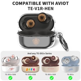 for Aviot TE-V1R-HEN Hololive Case Cover, Clear Soft TPU Protective Case Cover, Compatible with AVIOT TE-V1R-Hen Hololive Charging Case with Carabiner (Clear)