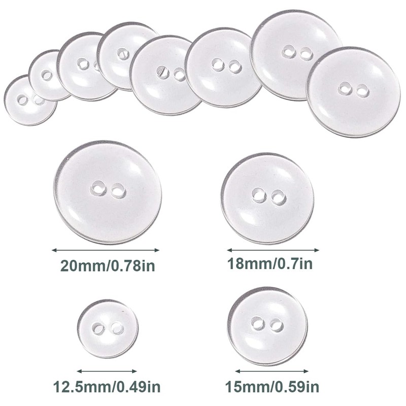 ZAMXHUG Buttons - 200 Clear Buttons - Reversible - Crafts