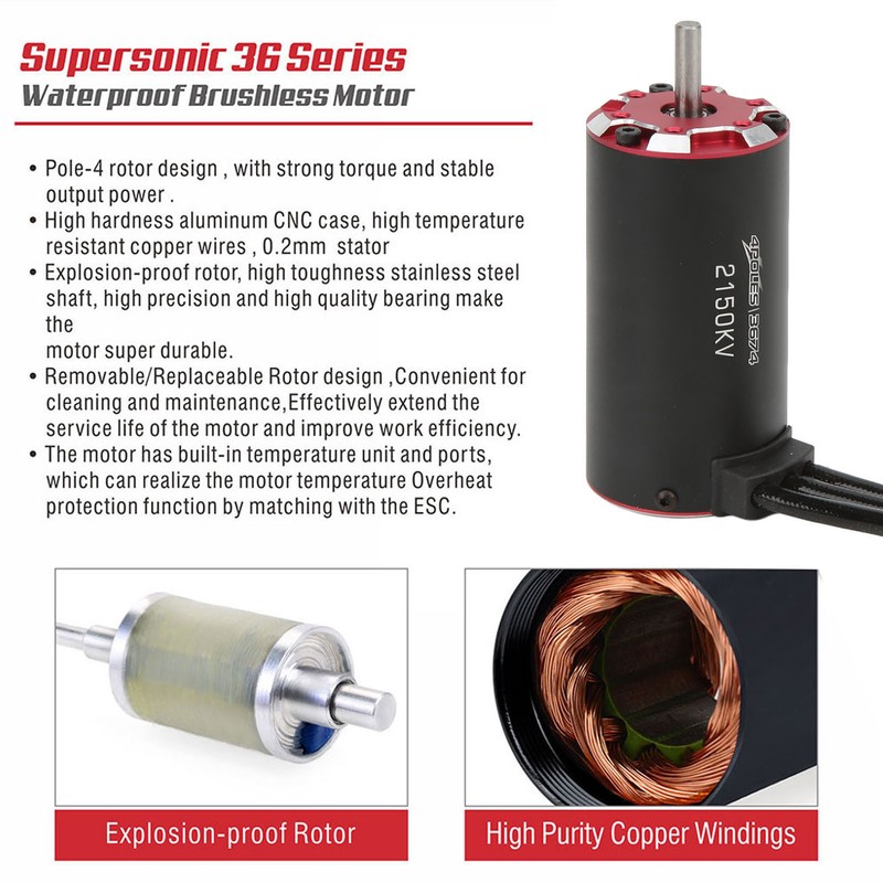 3674 2150KV Brushless Motor 4 Pole Supersonic Brushless Motor with