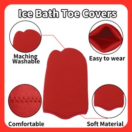 2 Pairs Ice Bath Toe Socks, Cold Plunge Toe Covers, Ice Bath Toe Booties Cold plunge toe booties, Cold Plunge Tub Accessories, Reusable Neoprene Toe Warmers for Ice Baths and Cold Plunge at Home Red-M