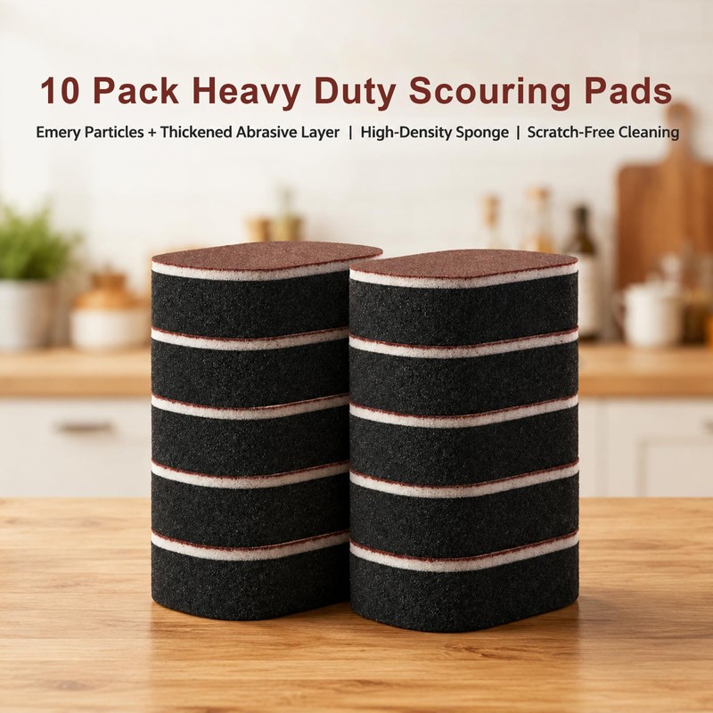 5 Pack Heavy‑Duty Magic Sponge Erasers, Dual‑Sided Scrub Sponges