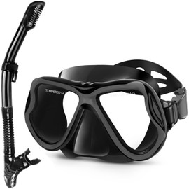 Greatever Dry Snorkel Set,Panoramic Wide View,Anti-Fog Scuba Diving Mask,Professional Snorkeling Gear for Adults | Greatever