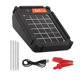 Realpoultry S65 0.065J Solar Electric Fence, 2 Miles Solar Fence Charger for Preventing Bears, Raccoons, Skunks Intruding, Solar Electric Fence Charger with Grounding Rod