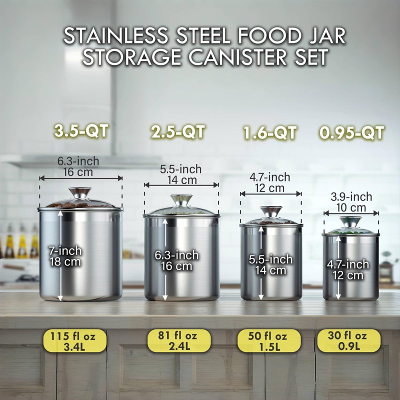 Cooks Standard Stainless Steel Food Jar Storage Canister Set Medium