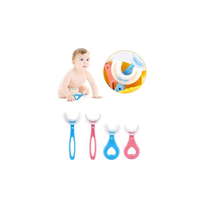 U-Shaped Toothbrush for Children (Pink, 12cm, Ages 6-12)