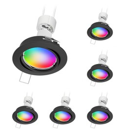 ledscom.de 6 recessed Ceiling spotlights Fere recessed Frame Black matt swivelling incl. Smart Home RGBW GU10 LED lamp, 5.41W, 473lm