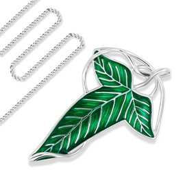 PEALICIOUS Cloak Costume Accessories Elven Leaf Brooch as Cloak Clasp for Capes Shawl Accessories, Green Brooch Pins Enamel Cloak Pin with Chain as Pendant Necklace for Movie Fans Cosplay Gifts