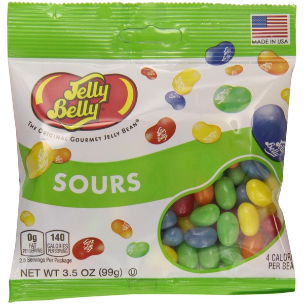 Jelly Belly Sours Flavors Assorted Jelly Beans, 3.5-Ounce Bags (Pack of 12)