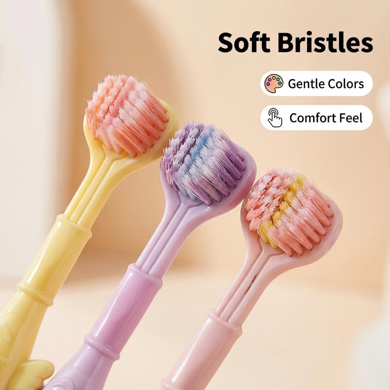 Mluyeri 3-Sided Toothbrush Set, 7.4 Inch, 360 Degree Cleaning, 3