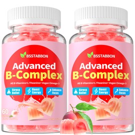 BSSTABBON Organic Methylated Vitamin B Gummies: Natural Complex Supplement with B1 B2 B3 B5 B6 B7 B9 B12 Plus D3 Zinc Magnesium Ashwagandha Omega3 - Energy Support for Work Adults Women Men(120Count)