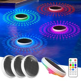 COXSENI Solar Floating Pool Lights with Remote 4PACK, 12 Color Modes 3 Timer Function, IPX7 Waterproof Rechargeable LED Solar Lights for Bathtub, Pool Parties, Outdoor & Bathroom Decor