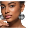 Swono Houndstooth Round Faux Leather Earrings for Women Black and