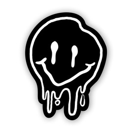 VulgrCo Dripping Melting Happy Smiley Face Emoji Funny Sticker Vinyl Waterproof UV Resistant Decal for Phones Laptops Water Bottles Tumblers Boats Cars Trucks Windows Kayak 3" inch Bumper Stickers