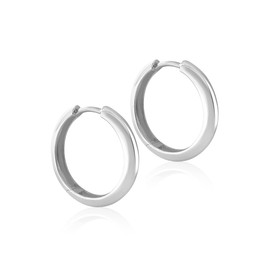 Mary & Jules Silver hoop earrings made of recycled silver - simple women's earrings silver hoop earrings made of 925 sterling silver, stud earrings for women and girls, skin-friendly, Sterling Silver