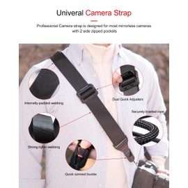 LYNCA Rapid Camera Neck and Shoulder Strap with Quick Release and Safety Tether, Adjustable Shoulder Sling Strap for Nikon Canon Sony Mirrorless DSLR (45D)