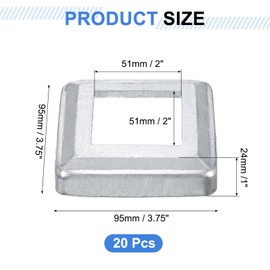 sourcing map 20Pcs Post Base Cover, 3.75"x3.75" (Internal Size 2"x2") Metal Integral Style Post Skirt, Porch Column Wrap for Post Fence Deck Cable Railing Baluster Stair Rails, Silver