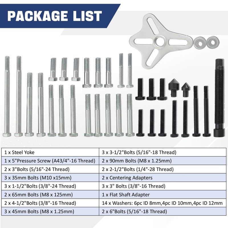 DASBET 46PCS Harmonic Balancer Puller Set, Steering Wheel Puller Kit