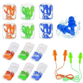 12 Pares Tapones para Oídos de Silicon,Tapones Oídos Nadar con Cuerda | Reutilizables, Tapones para los Oidos para dormir Reducir, Suaves Impermeables