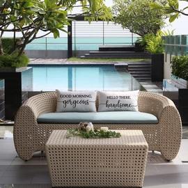 Set of 2 Lumbar Pillow Covers 12 x 20 Inch with Good Morning Gorgeous Hello There Handsome Quote Farmhouse Pillow Covers Housewarming Gifts Farmhouse décor for The Home