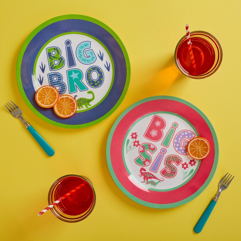 C.R. Gibson BMP-24554 Big Sister Reusable Melamine Dinner Plate, 9.8"