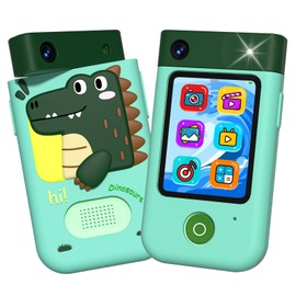 BLUEWIDE スマホ型キッズカメラ トイカメラ タッチパネル 4800万画素 有効画素100万 FHD動画 大容量バッテリー1000mAh デジタルズーム2倍 恐竜 グリーン