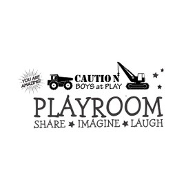 CONSTRUCTION - Removable Kids Bedroom Inspirational Playroom Quotes Decoration Construction Trucks Design Vinyl Adhesive Home Wall Decal Sticker 40" x 16"