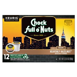 Chock Full o'Nuts Heavenly Hazelnut Coffee, Compatible with K-Cup Pods, 12 CT (Pack of 3)