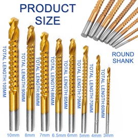 Titanium Coated HSS Twist Drill Bits - 6pcs 3-8mm Serrated Grooving Cutting Carpenter Side Cutting Tap Spiral Saw Drill Bit Woodworking Wood Metal Plastic Hole Holesaw Tool