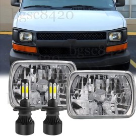 Unbranded FIT Chevy Express Cargo Van 1500 2500 3500 Pair 7x6 5x7 LED Headlights Hi/Lo**