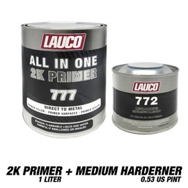 All In One Direct To Metal 2K Urethane Primer Surfacer Gray (4:1) (Primer Filler, Primer Surfaces, Primer Sealer) 1 Liter & 1 MEDIUM 8 oz Can Hardener/Activator KIT