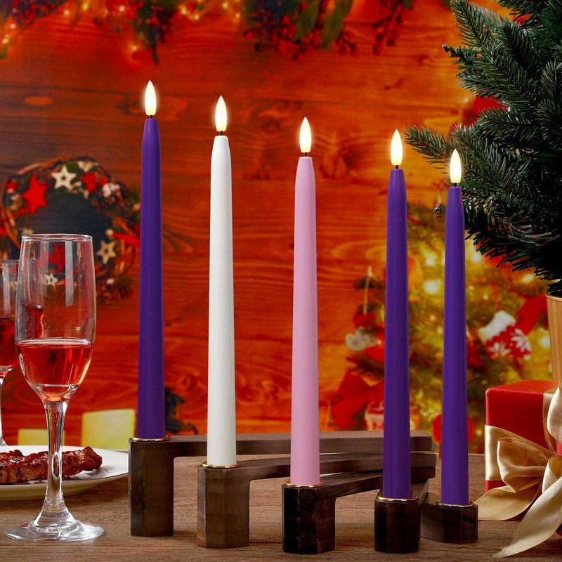 Stmarry Flameless Advent Candles, Set of 5 - Flickering LED