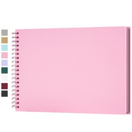 Yopih DIY Scrapbook Album 28x20.5 cm Hardcover Kraft Paper Scrap Book with 50 Sheets Memory Book for Family and Wedding Photography, Pink