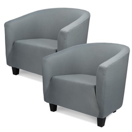 Treaful Club Chair Slipcover 1 Piece, 2Pack Round Soft Armchair Sofa Cover, Thick Dark Gray Removable Couch Furniture Protector Barrel Chair Slipcovers for Bar Living Room Bedroom Hotel Counter