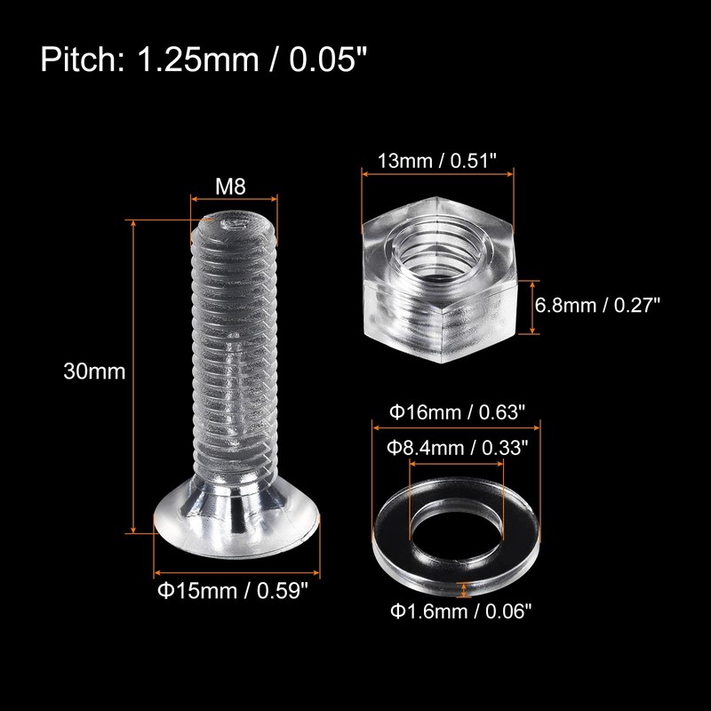 sourcing map 20 Sets Phillips Machine Screws M8 x 30