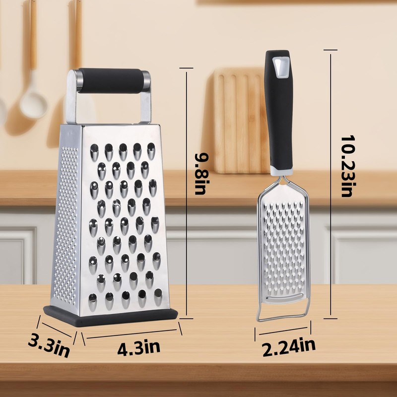 2 Pack, Cheese Box Grater & Handheld Cheese Grater Set,