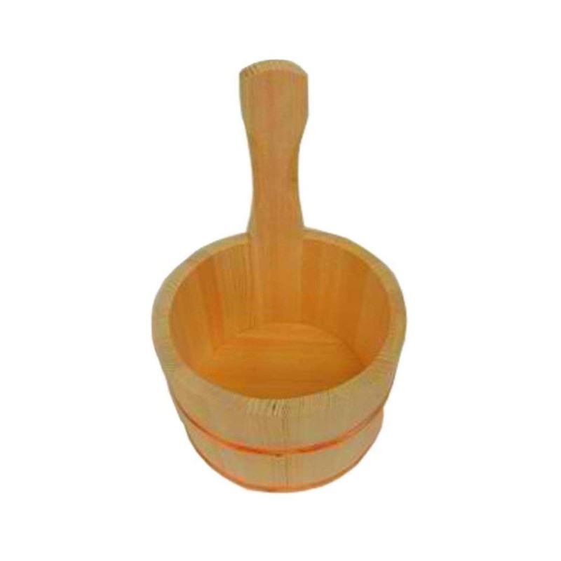 IPPINKA Natural Japanese Hinoki Wood Bath Bucket with Handle