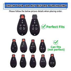 TOMALL for Dodge Key Fob Cover with Keychain, 2 3 4 5 6 7 Buttons Soft TPU Key Fob Case Compatible with Dodge Ram 1500 2500 3500 Charger Challenger Chrysler Jeep Keyless Entry Remote Control, Black