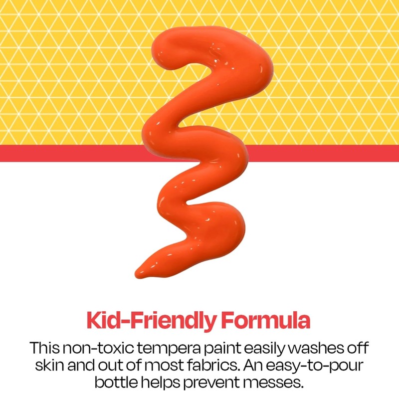 School Smart Washable Tempera Paint, Orange, 1 Quart Bottle