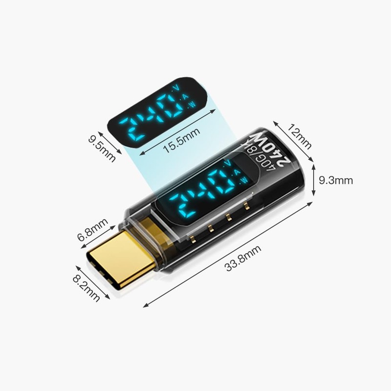 YFFSFDC USB 4.0 Type C Conversion Adapter, LED Watt Screen