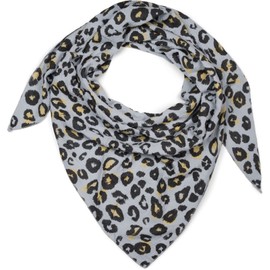 styleBREAKER Women's Muslin Triangular Scarf with Leo Print, Cotton Scarf in Leopard Pattern, Triangle Scarf, Light and Soft for Spring and Summer, Made in Italy, lightgrey, Unit size
