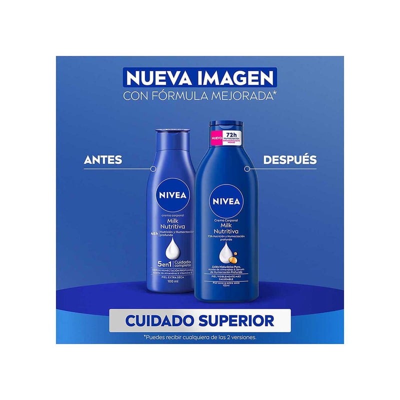 Crema corporal NIVEA milk nutritiva 5 en 1 piel extra