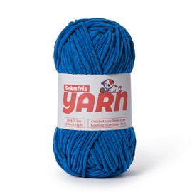 Plush Chunky Chenille Yarn for Crocheting Amigurumi, Soft Fluffy Velvet Yarn for Crocheting, Fuzzy Baby Blanket Knitting 100g/131yds Bulky（Blue）