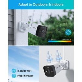 ZOSI 4MP WLAN Outdoor Surveillance Camera with Plug-in Power Supply, 2.5K WiFi IP Camera, Person Detection, 2-Way Audio, Sound and Light Alarm, C188