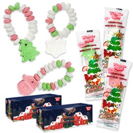 50 Pack Christmas Candy Bracelets - Individually Wrapped Christmas Holiday Themed Designs & Delicious Flavor -Bulk Christmas Candy Use For Stocking Stuffers, Party Favor, Classroom & Office Treats, Candy Jar Fillers