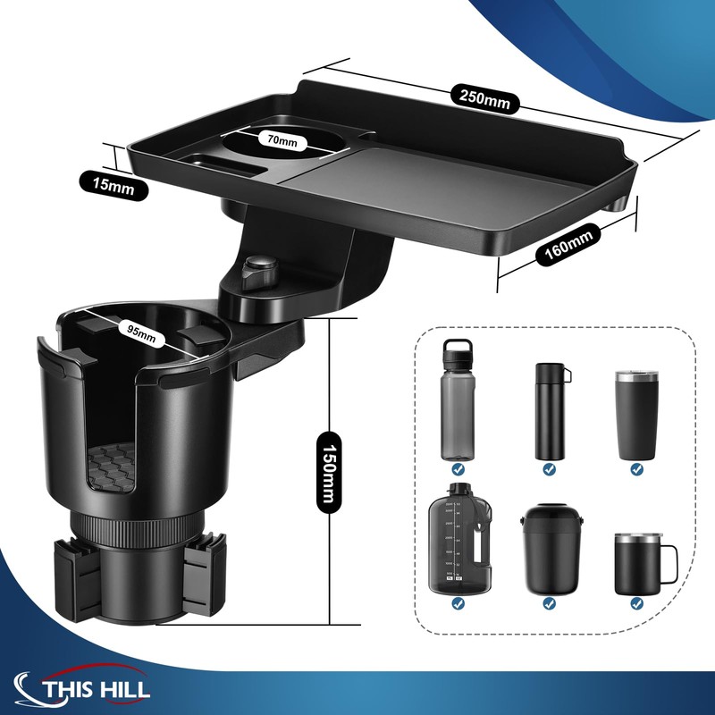 This Hill Cup Holder Tray for Car, 2 in 1
