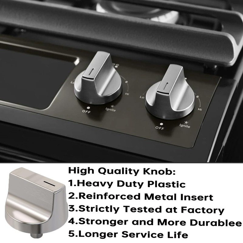W11366438 Gas Stove Knobs Compatible with Whirlpool Range WCG55US0HS00 WCG55US0HS05