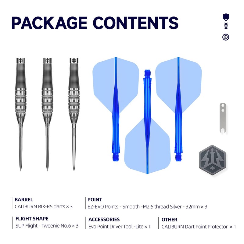 Caliburn | Rix Steel Tip Darts | 90% Tungsten Professional