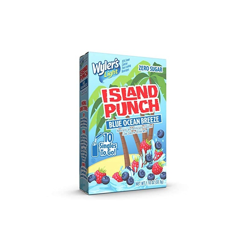 Wyler's Light Island Punch, Blue Ocean Breeze, 10 CT (Pack