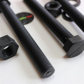 5 x Black Hexagon Head Screws Polypropylene (PP) Plastic Nuts, Washers, Bolts, Hex Head, M16 x 150mm, Fastener, (5/8 x 5 29/32 in)